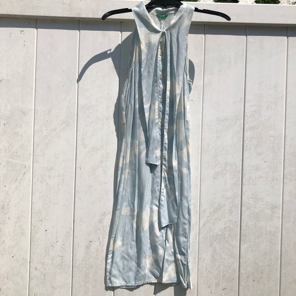 Italian Blue and White Flower Summer Dress